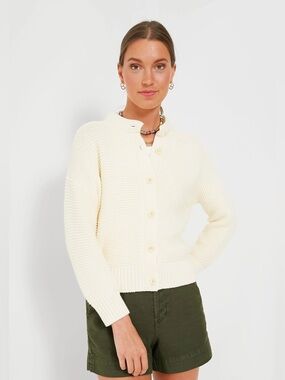 New Alex Mill Nico Chunky Crewneck 100% Cotton Cardigan Size S Ivory